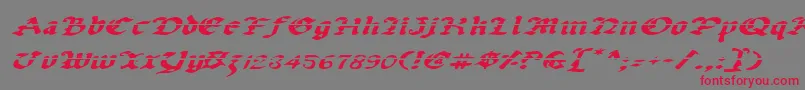 フォントUberhГ¶lmeLazarExpandedItalic – 赤い文字の灰色の背景