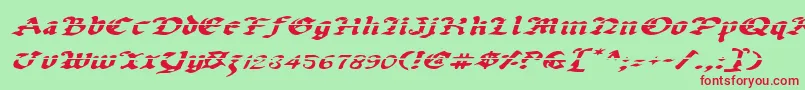 UberhГ¶lmeLazarExpandedItalic Font – Red Fonts on Green Background