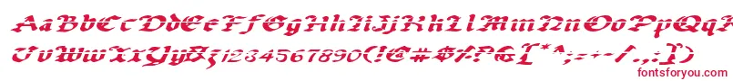 UberhГ¶lmeLazarExpandedItalic-Schriftart – Rote Schriften auf weißem Hintergrund