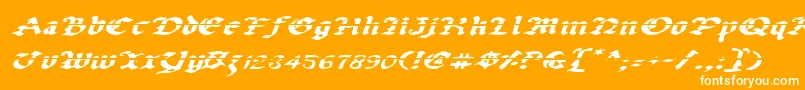 UberhГ¶lmeLazarExpandedItalic-Schriftart – Weiße Schriften auf orangefarbenem Hintergrund