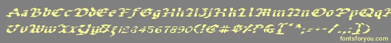 Подробнее о шрифте UberhГ¶lmeLazarExpandedItalic Шрифт UberhГ¶lmeLazarExpandedItalic – жёлтые шрифты на сером фоне