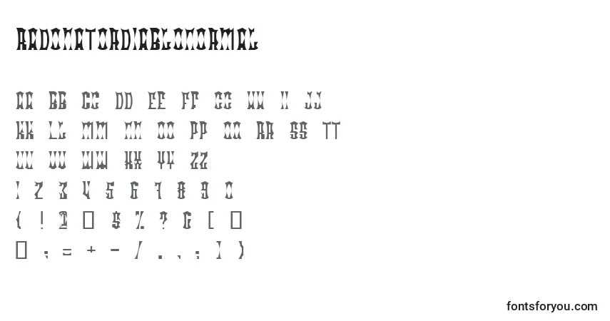 Czcionka RadonatorDiabloNormal – alfabet, cyfry, specjalne znaki
