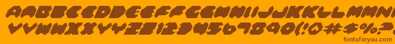 FeldercarbItalic-Schriftart – Braune Schriften auf orangefarbenem Hintergrund