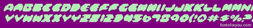 FeldercarbItalic-Schriftart – Grüne Schriften auf violettem Hintergrund