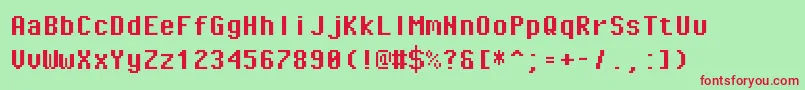 PixeloperatormonoBold Font – Red Fonts on Green Background