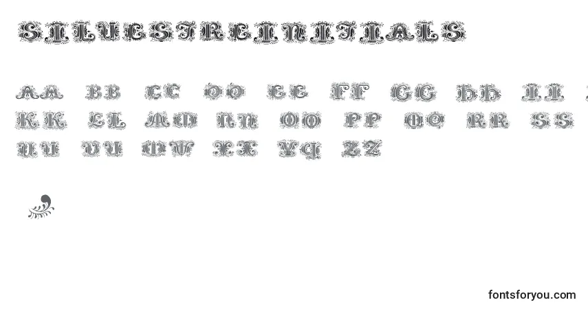 A fonte Silvestreinitials – alfabeto, números, caracteres especiais