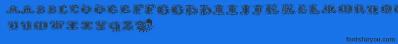 Silvestreinitials-Schriftart – Schwarze Schriften auf blauem Hintergrund