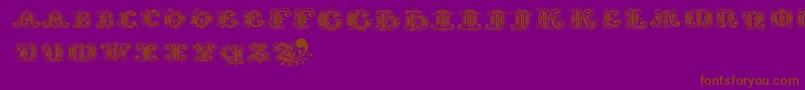 Silvestreinitials-Schriftart – Braune Schriften auf violettem Hintergrund