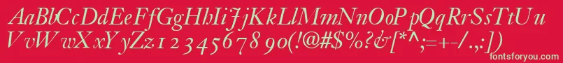 JansoossskItalic Font – Green Fonts on Red Background