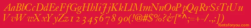 JansoossskItalic Font – Orange Fonts on Red Background