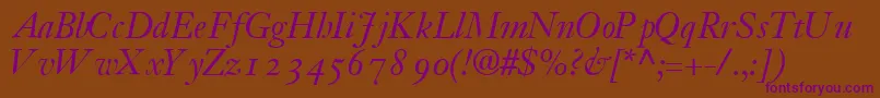 JansoossskItalic Font – Purple Fonts on Brown Background