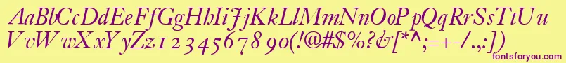 JansoossskItalic Font – Purple Fonts on Yellow Background