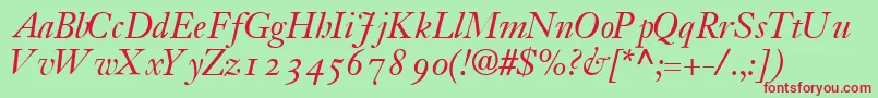 JansoossskItalic Font – Red Fonts on Green Background