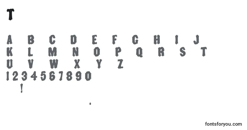Toscanienne-fontti – aakkoset, numerot, erikoismerkit