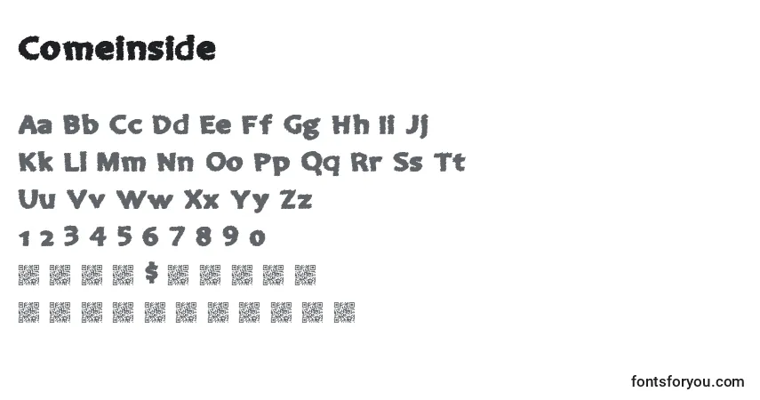 Czcionka Comeinside – alfabet, cyfry, specjalne znaki