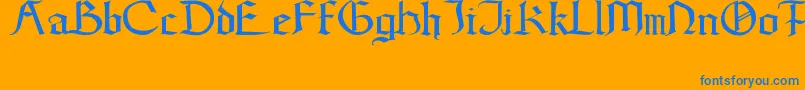 GoticWeen-Schriftart – Blaue Schriften auf orangefarbenem Hintergrund