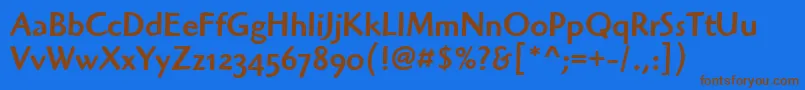 HighlanderMdOsItcTtMedium Font – Brown Fonts on Blue Background