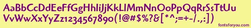 HighlanderMdOsItcTtMedium Font – Purple Fonts on Yellow Background