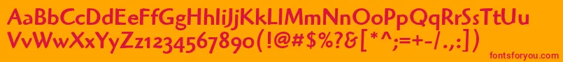 HighlanderMdOsItcTtMedium Font – Red Fonts on Orange Background
