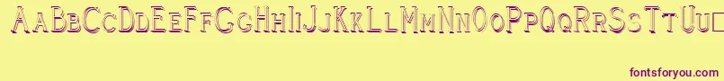 CleaversJuveniaRaised Font – Purple Fonts on Yellow Background