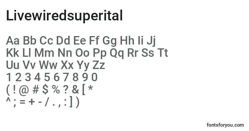 A fonte Livewiredsuperital – alfabeto, números, caracteres especiais