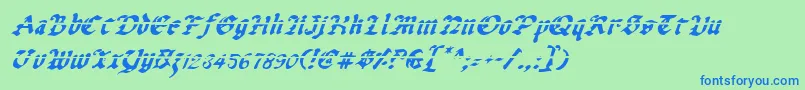 Шрифт Uberlav2i – синие шрифты на зелёном фоне
