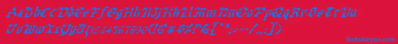 フォントUberlav2i – 赤い背景に青い文字