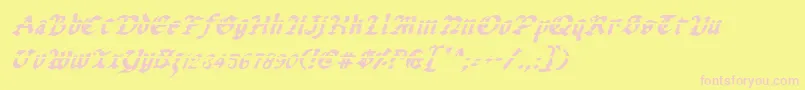 Uberlav2i-Schriftart – Rosa Schriften auf gelbem Hintergrund