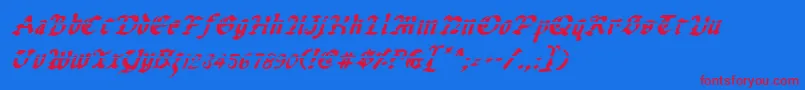 Uberlav2i-Schriftart – Rote Schriften auf blauem Hintergrund