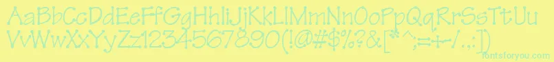 Tinkertoy-Schriftart – Grüne Schriften auf gelbem Hintergrund