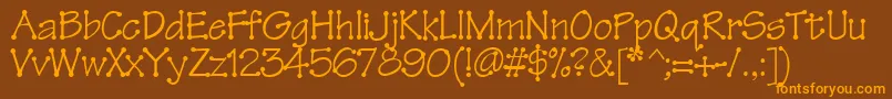 Tinkertoy-Schriftart – Orangefarbene Schriften auf braunem Hintergrund