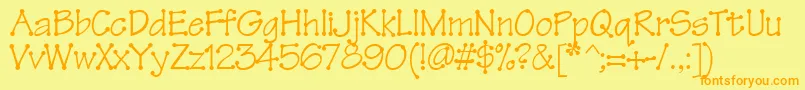 Tinkertoy-Schriftart – Orangefarbene Schriften auf gelbem Hintergrund