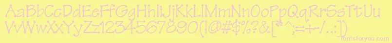 Tinkertoy-Schriftart – Rosa Schriften auf gelbem Hintergrund