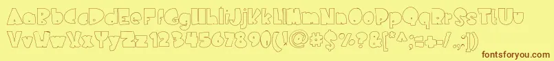 Saiba mais sobre a fonte Nederlandfantasy Fonte Nederlandfantasy – fontes marrons em um fundo amarelo