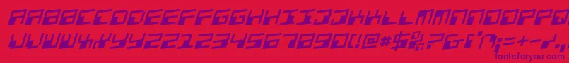 フォントPhaserBankRotalic – 赤い背景に紫のフォント