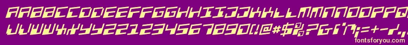 PhaserBankRotalic-Schriftart – Gelbe Schriften auf violettem Hintergrund