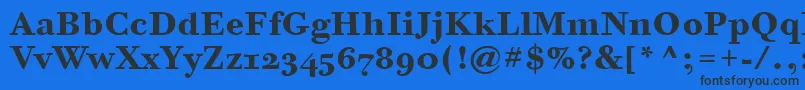 フォントBodoniSixOsItcTtBold – 黒い文字の青い背景