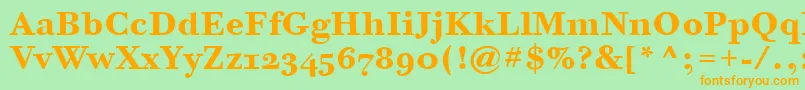 フォントBodoniSixOsItcTtBold – オレンジの文字が緑の背景にあります。