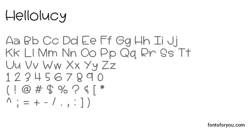 Fuente Hellolucy - alfabeto, números, caracteres especiales