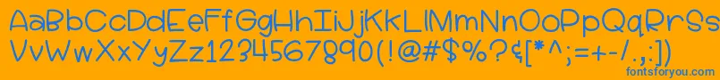 Czcionka Hellolucy – niebieskie czcionki na pomarańczowym tle