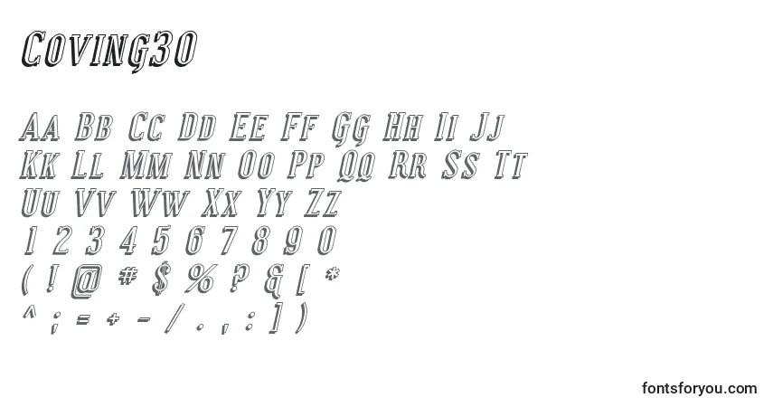 A fonte Coving30 – alfabeto, números, caracteres especiais