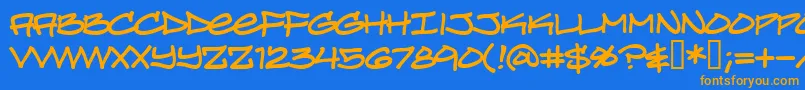 TurntablzBb Font – Orange Fonts on Blue Background