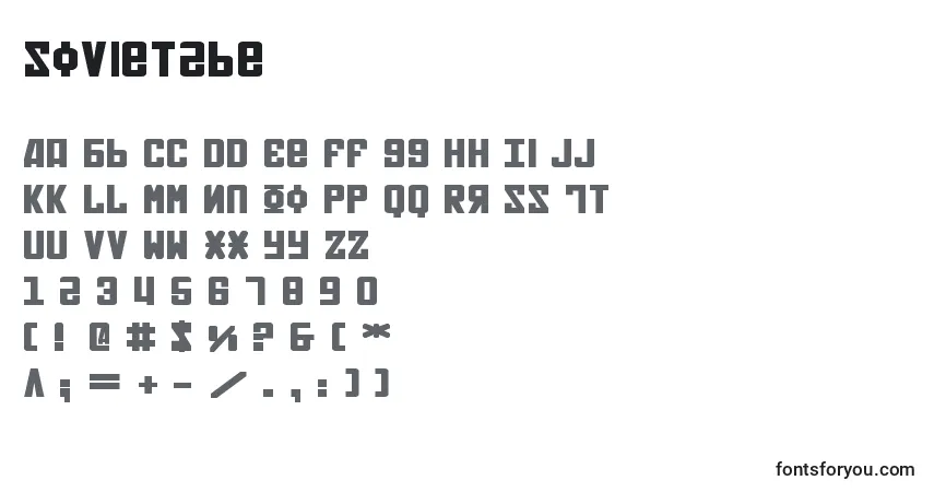 A fonte Soviet2be – alfabeto, números, caracteres especiais