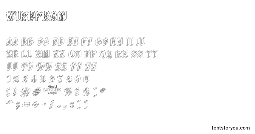 A fonte Wirefram – alfabeto, números, caracteres especiais