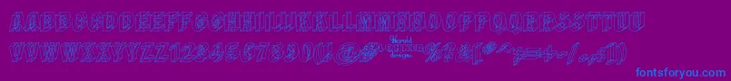 フォントWirefram – 紫色の背景に青い文字