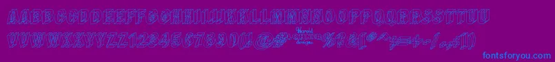 Wirefram-Schriftart – Blaue Schriften auf violettem Hintergrund