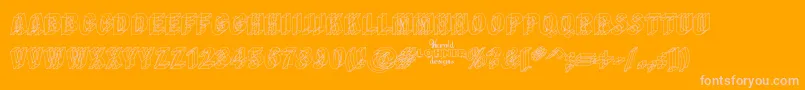 Wirefram-Schriftart – Rosa Schriften auf orangefarbenem Hintergrund