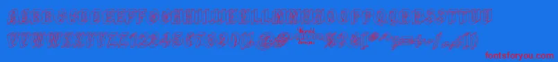 フォントWirefram – 赤い文字の青い背景