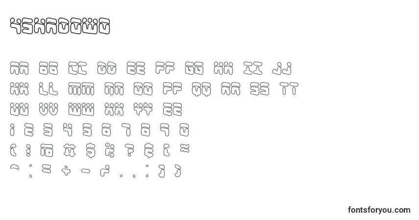 4shadowo-fontti – aakkoset, numerot, erikoismerkit