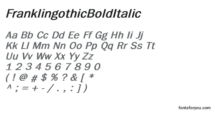 Schriftart FranklingothicBoldItalic – Alphabet, Zahlen, spezielle Symbole
